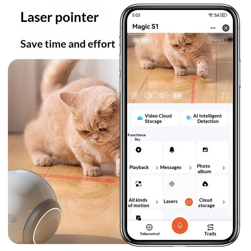 S1 Smart Home Robot Pet Camera 1080P Night Vision Auto Patrol Elderly Kids Tracking Camera - White