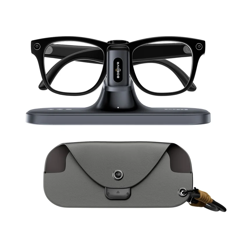 BOBOVR CG2 Charging Dock for Meta Ray-Ban Wayfarer / Skyler / Headliner Smart AI Glass 3 in 1 Charging Station with Portable Battery Clip and Travel Case - Black