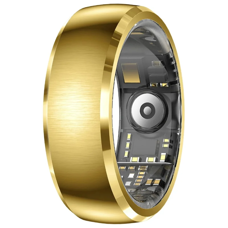 SY15 Smart Ring Health Monitor with Charging Case Vibration Alerts IP68 Waterproof Heart Rate Blood Oxygen Sleep Tracking Finger Ring - Gold 11