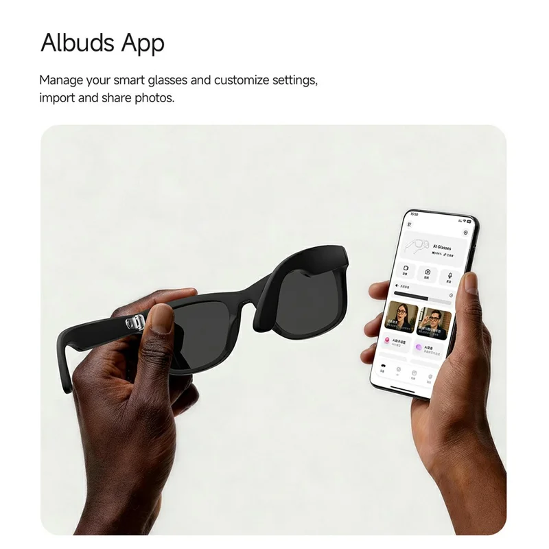 MT5 Ultra Smart Glasses 8MP Camera AI Real-Time Translation Bluetooth-compatible Call Eyeglasses with 2000mAh Charging Case - Black