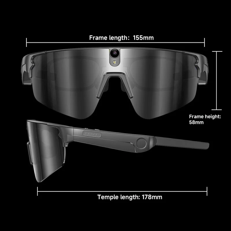 Lunettes intelligentes L805 avec caméra AI, enregistrement vidéo 4K, stabilisation EIS, lunettes audio compatibles Bluetooth - Noir Bleu
