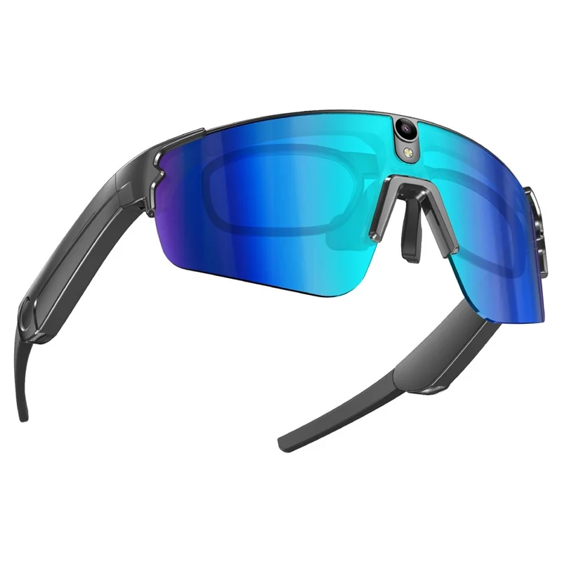 Lunettes intelligentes L805 avec caméra AI, enregistrement vidéo 4K, stabilisation EIS, lunettes audio compatibles Bluetooth - Noir Bleu