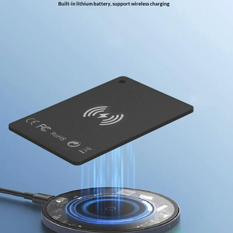 KH07 Tracker Ultrasottile Formato Carta di Credito per Chiavi, Portafoglio, Bagaglio, Localizzatore GPS con Supporto Ricarica Wireless