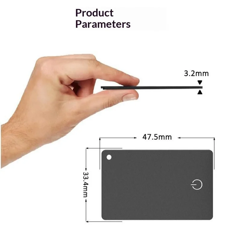 KH07 Tracker Ultrasottile Formato Carta di Credito per Chiavi, Portafoglio, Bagaglio, Localizzatore GPS con Supporto Ricarica Wireless