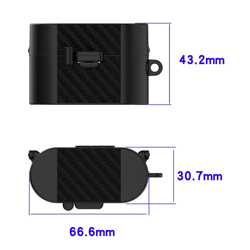 For Sony WF-1000XM6 TPU Case Magnetic Snap Earbuds Protective Cover with Carabiner Hook - Black