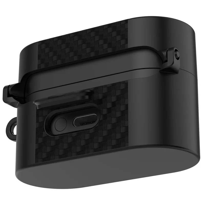 For Sony WF-1000XM6 TPU Case Magnetic Snap Earbuds Protective Cover with Carabiner Hook - Black