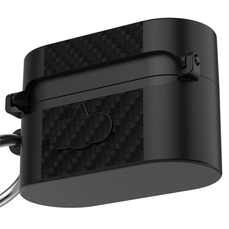 For Sony WF-1000XM6 TPU Case Magnetic Snap Earbuds Protective Cover with Carabiner Hook - Black