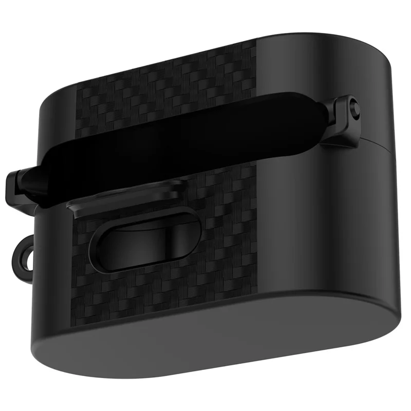 For Sony WF-1000XM6 TPU Case Magnetic Snap Earbuds Protective Cover with Carabiner Hook - Black