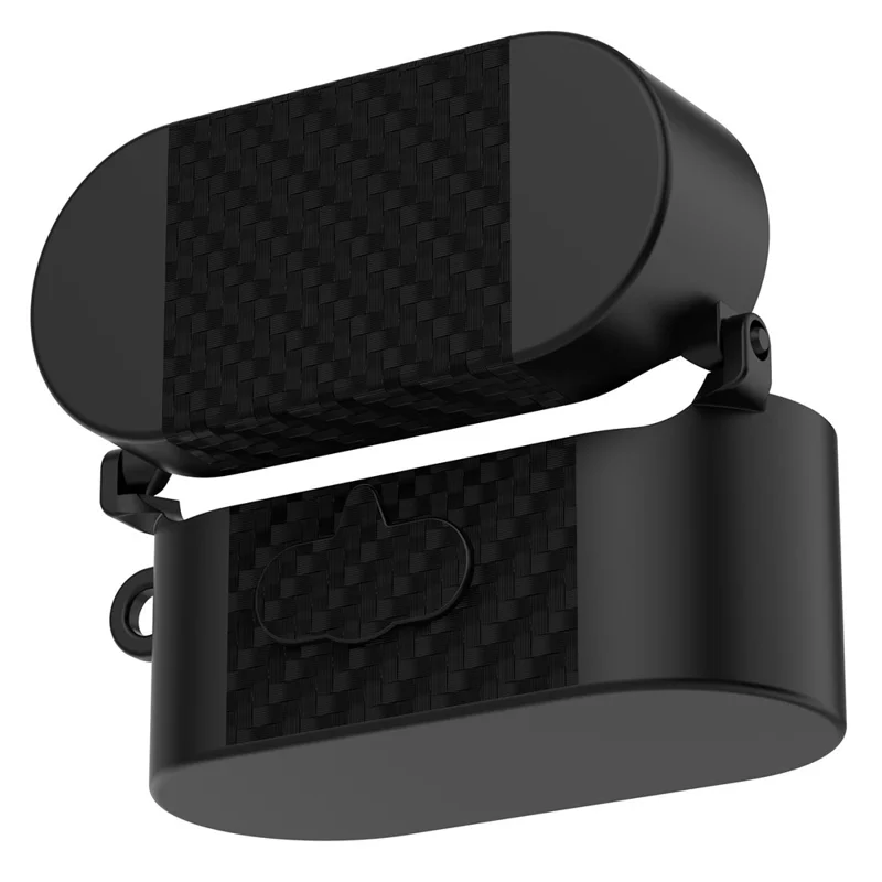 For Sony WF-1000XM6 TPU Case Magnetic Snap Earbuds Protective Cover with Carabiner Hook - Black