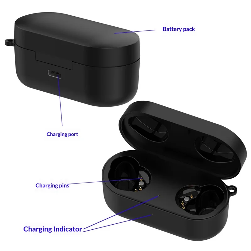 Magnetic Charging Case for Panasonic Technics EAH-AZ80 600mAh Wireless Earbuds Charger Box - Black