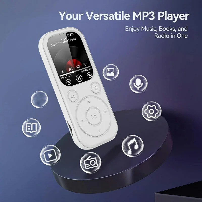 MP3-01D  MP3 / MP4 Player without TF Card 1.8 inch TFT Screen Bluetooth-compatible 5.4 FM Radio Video Player - White