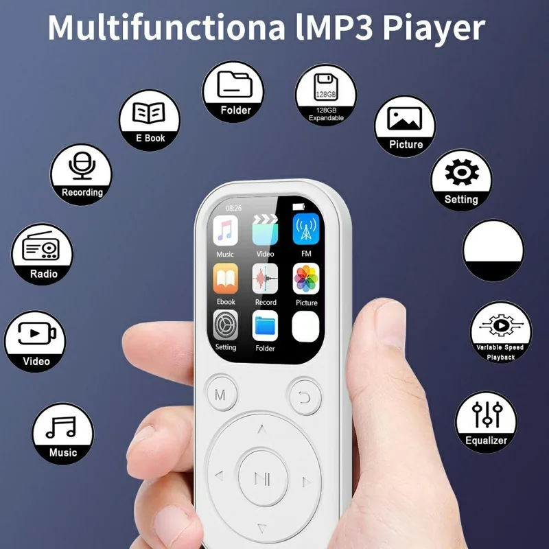 MP3-01D  MP3 / MP4 Player without TF Card 1.8 inch TFT Screen Bluetooth-compatible 5.4 FM Radio Video Player - White