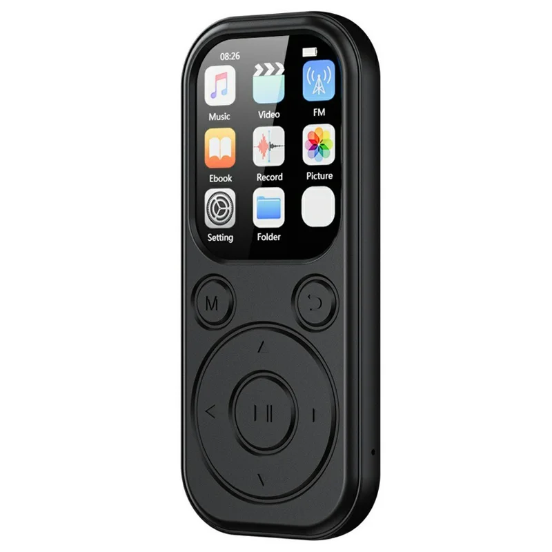 MP3-01D Odtwarzacz MP3/MP4 z kartą TF 8 GB, 1,8-calowy ekran TFT, Bluetooth 5.4, radio FM, odtwarzacz wideo – Czarny