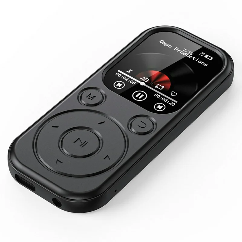 MP3-01D Odtwarzacz MP3/MP4 z kartą TF 8 GB, 1,8-calowy ekran TFT, Bluetooth 5.4, radio FM, odtwarzacz wideo – Czarny