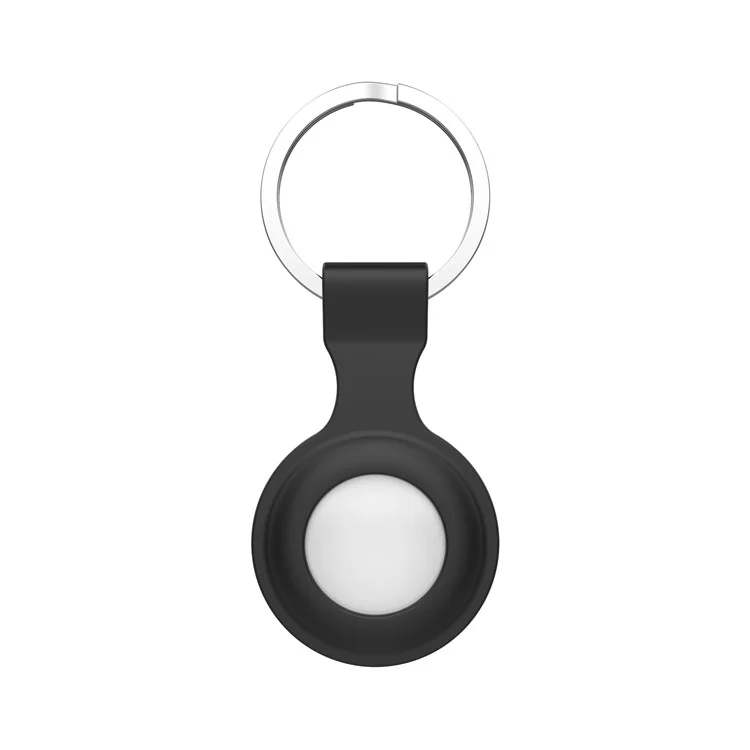 Capa Protetora de Silicone com Chaveiro Anti-Perda para Rastreador sem Fio Bluetooth Apple Airtags - Preto
