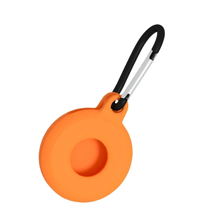 Shock Absorbing Soft Silicone Skin Cover with Keychain for Apple AirTag - Orange