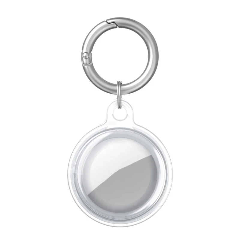 Shock Absorbing Soft TPU Skin Cover Case Protector with Keychain for Apple AirTags 2021 - Transparent
