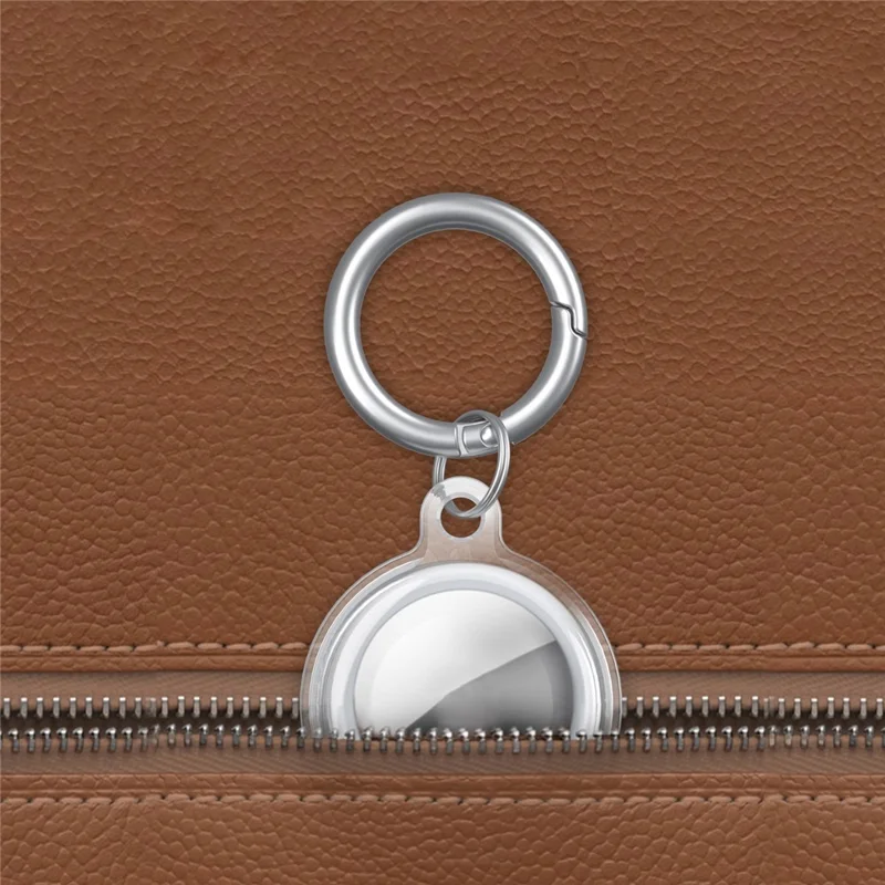 Shock Absorbing Soft TPU Skin Cover Case Protector with Keychain for Apple AirTags 2021 - Transparent