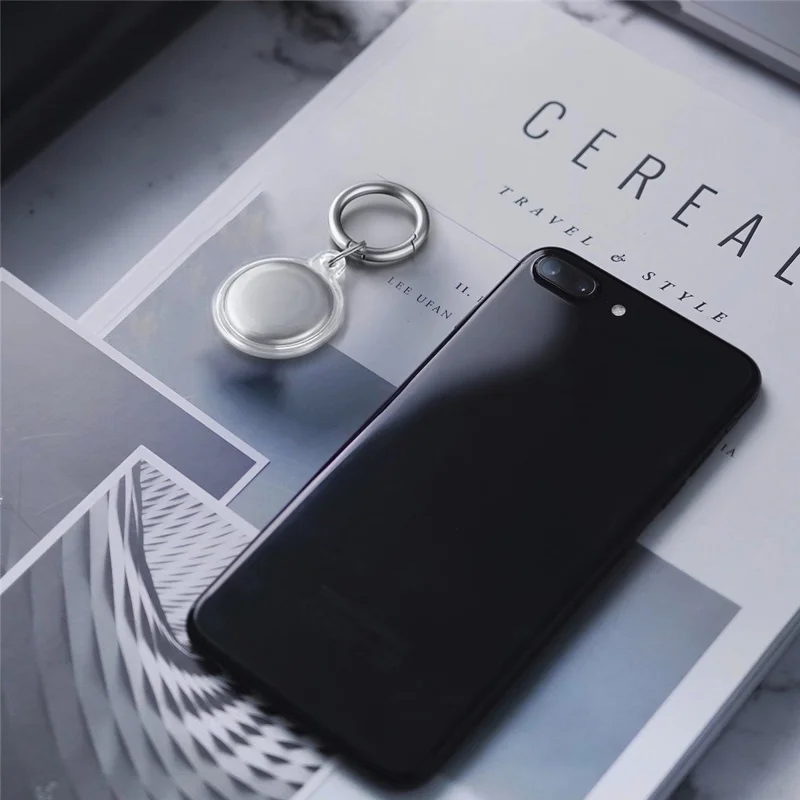 Shock Absorbing Soft TPU Skin Cover Case Protector with Keychain for Apple AirTags 2021 - Transparent