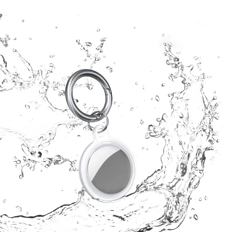 Shock Absorbing Soft TPU Skin Cover Case Protector with Keychain for Apple AirTags 2021 - Transparent