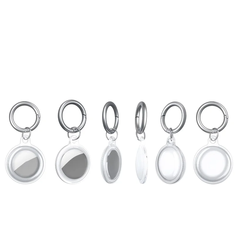 Shock Absorbing Soft TPU Skin Cover Case Protector with Keychain for Apple AirTags 2021 - Transparent
