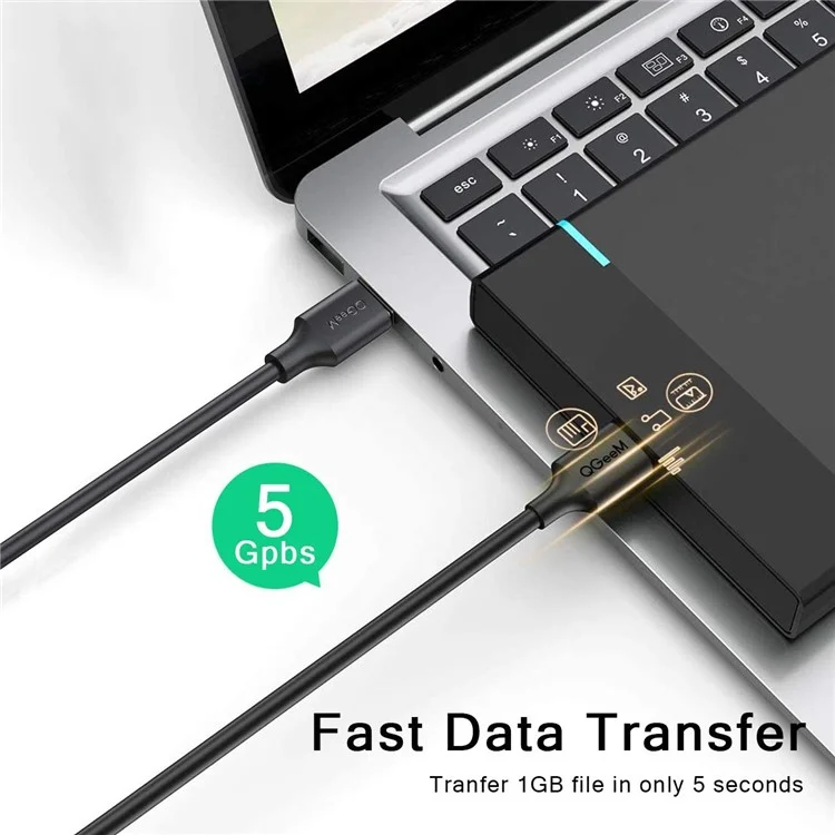 QGEEM QG-CVQ19 Câble de données haute vitesse doré 1,8 m USB 3.0 mâle vers mâle Adaptateur pour ordinateur portable