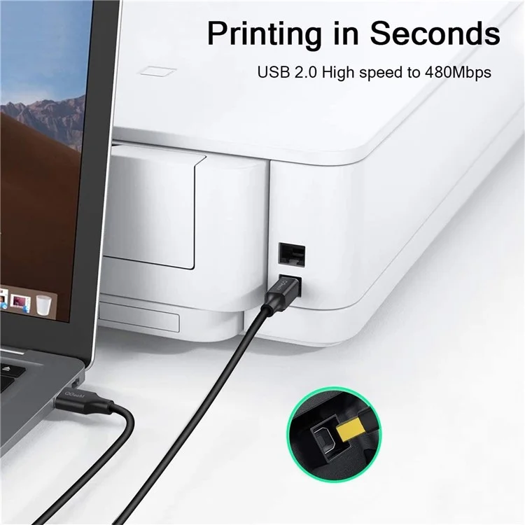 QGEEM QG-CVQ20 1m Cavo Scanner Dorato ad Alta Velocità USB 2.0 A Maschio a B Maschio Compatibile con Stampante, Scanner e Fax