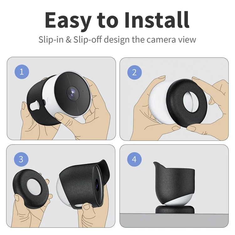 Waterproof Silicone Case for Google Nest Cam Outdoor or Indoor (Battery) Security Camera Protective Cover Skin - Black