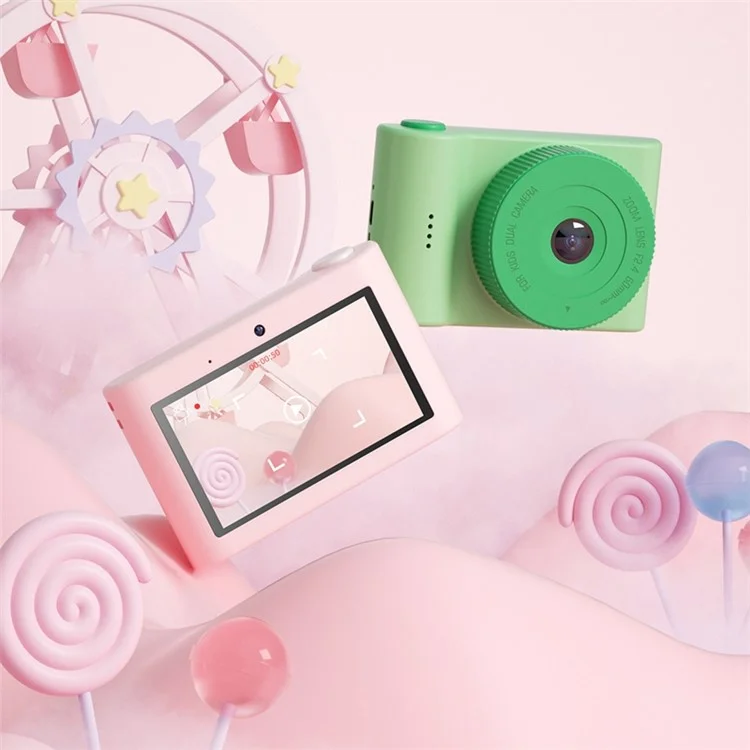 C5 48MP Cámara Para Niños Transmisión Wifi 3 Pulgadas IPS HD Operación Táctil Cámara de Juguetes Mini Toy Camera Para Niñas - Gato