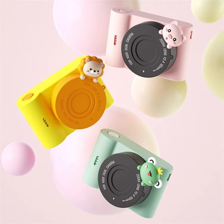 C5 Touch Control 3 '' Screen Kids Camera WiFi 48MP Per Bambini Toy Toy Girl Boy Regalo di Compleanno di Compleanno Con Borsa - Maiale