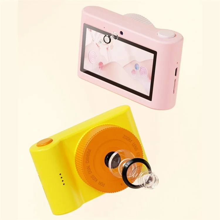 C5 Touch Control 3 '' Écran Pour Enfants Caméra Wifi 48mp Enfants Caméra Jouet Fille Garçon Garçon D'anniversaire Cadeau de Noël Avec Sac de Transport - Cochon