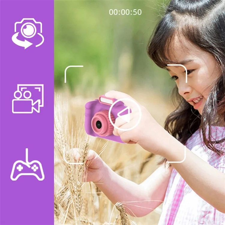 H7 Kinderkamera 4000W Front / Rückseite Dual-Linsen Digitalkamera Tragbare Handheld-Videokamera Spielzeug Unterstützt 32G-Speicherkarte - Lila