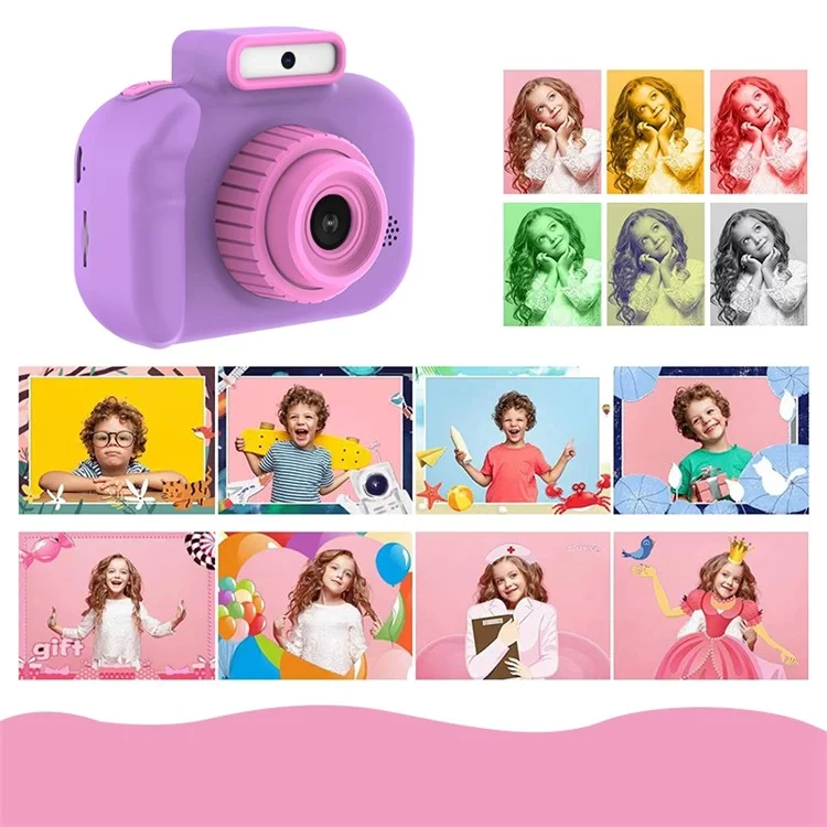 H7 Kinderkamera 4000W Front / Rückseite Dual-Linsen Digitalkamera Tragbare Handheld-Videokamera Spielzeug Unterstützt 32G-Speicherkarte - Lila