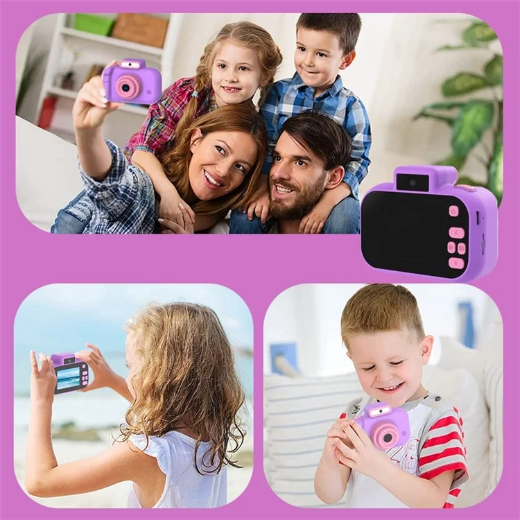 H7 Kinderkamera 4000W Front / Rückseite Dual-Linsen Digitalkamera Tragbare Handheld-Videokamera Spielzeug Unterstützt 32G-Speicherkarte - Lila