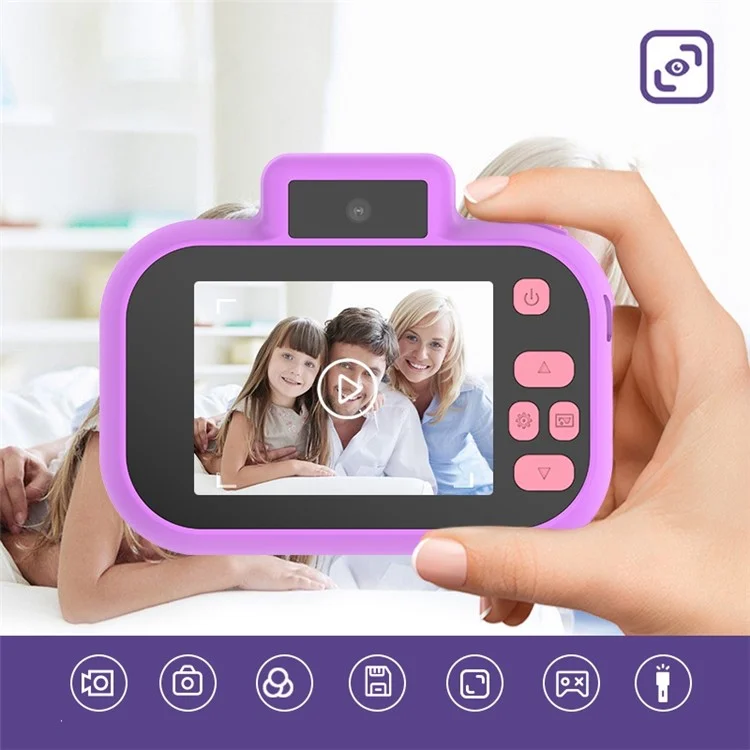 H7 Kids Camera 4000W Front / Rear Dual-Lens Digital Camera Portable Handheld Video Camera Toy Support 32G Memory Card - Blue