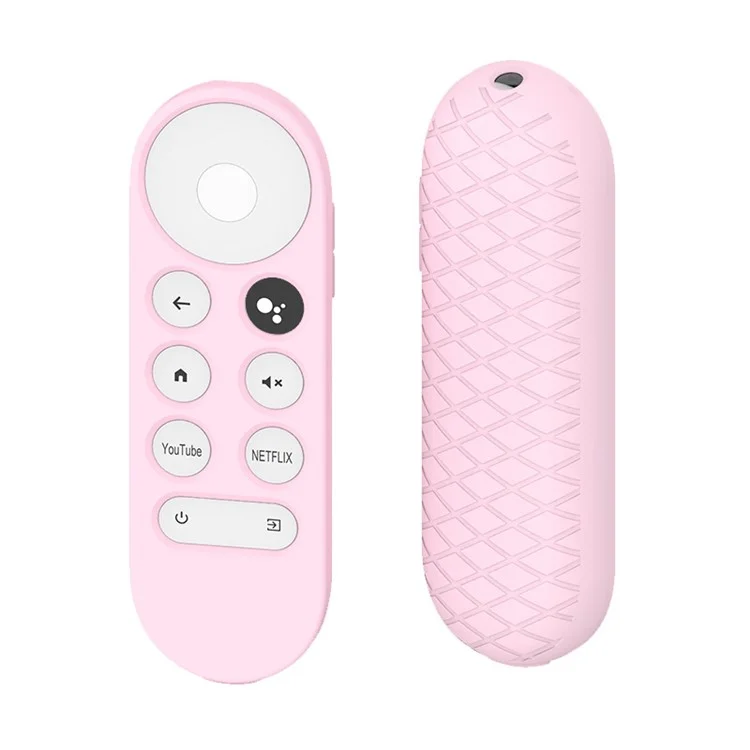 Silicone Case for Chromecast Google TV 2020 Voice Remote Shockproof Protective Remote Cover, Grid Design - Pink