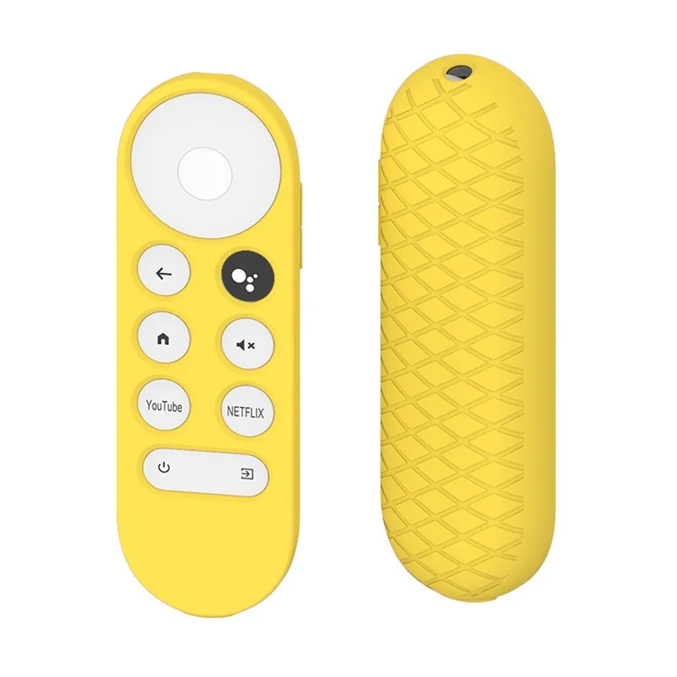Case de Silicona Para Chromecast Google TV 2020 Voz Remota a Prueba de Choques de Protección Remota, Diseño de Cuadrícula - Amarillo