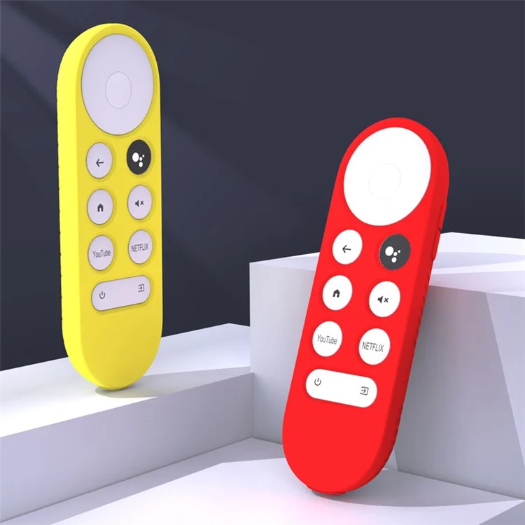 Case de Silicona Para Chromecast Google TV 2020 Voz Remota a Prueba de Choques de Protección Remota, Diseño de Cuadrícula - Amarillo