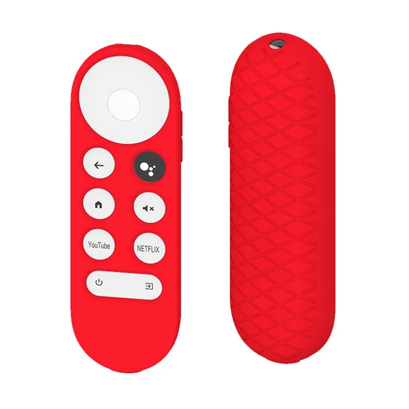 Silicone Case for Chromecast Google TV 2020 Voice Remote Shockproof Protective Remote Cover, Grid Design - Red