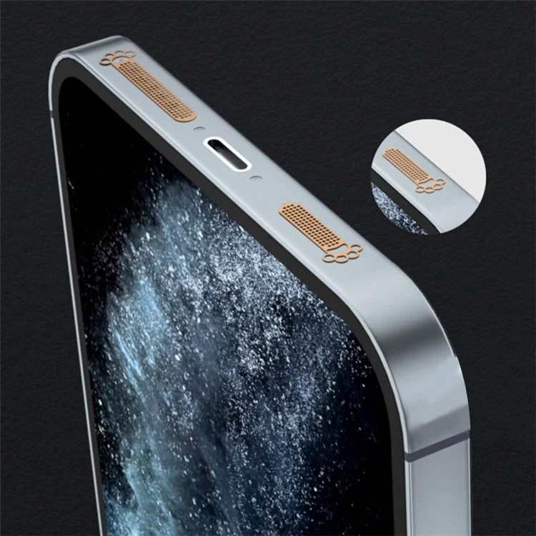Pegatizas Adhesivas Netas Antidesiformes de Altavoz Para 4 / Accesorios de Red de Trompeta Universal a Prueba de Polvo de la Tapa Del Teléfono de 6 Agujeros - Plata