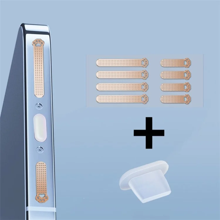 Speaker Anti-Dust Net Adhesive Stickers for iPhone 12-14 Series, Phone Horn Cover Cat Paw Universal Trumpet Dustproof Net Accessories - Rose Gold