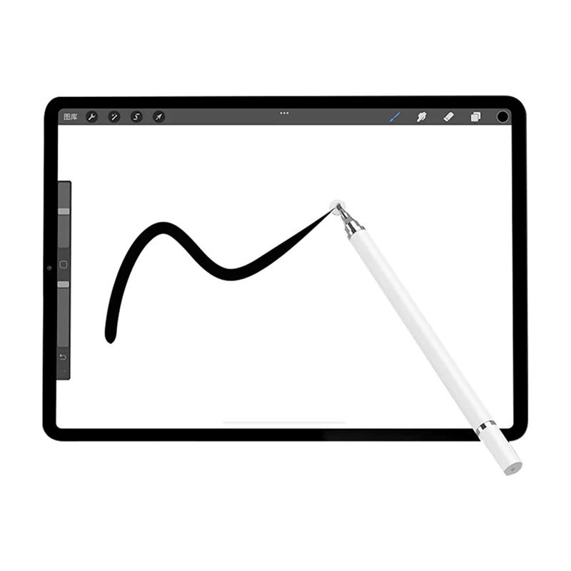2-i-1 skærmstilus kapacitiv pen høj følsomhedsstilus blyant universal kapacitiv skærm blyant kompatibel med Android, IOS - Sort
