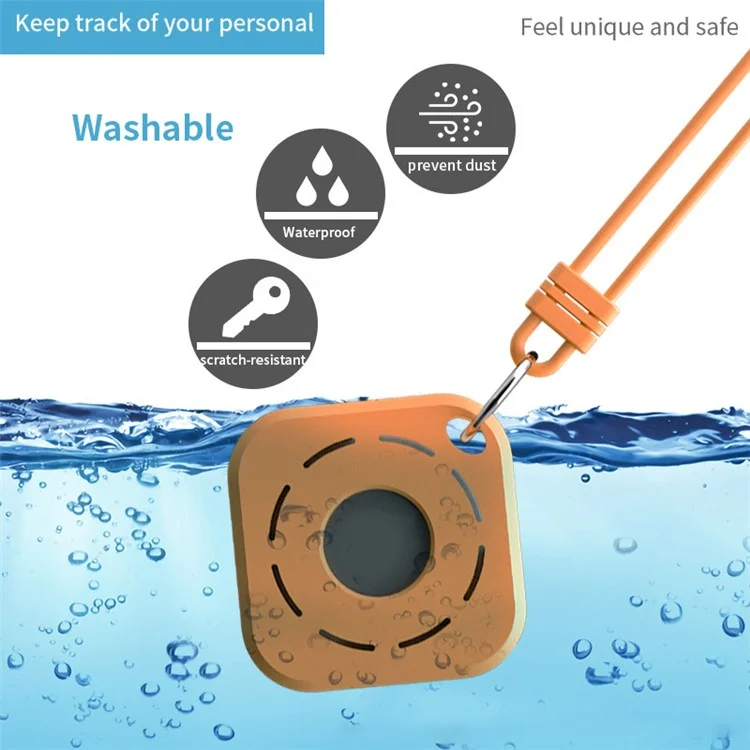 Силиконовый защитный чехол для Apple Airtag GPS Finder Mini Washable Waterproof Scratch-Resistant Pet Loop Holder Keyring Cover - Черный