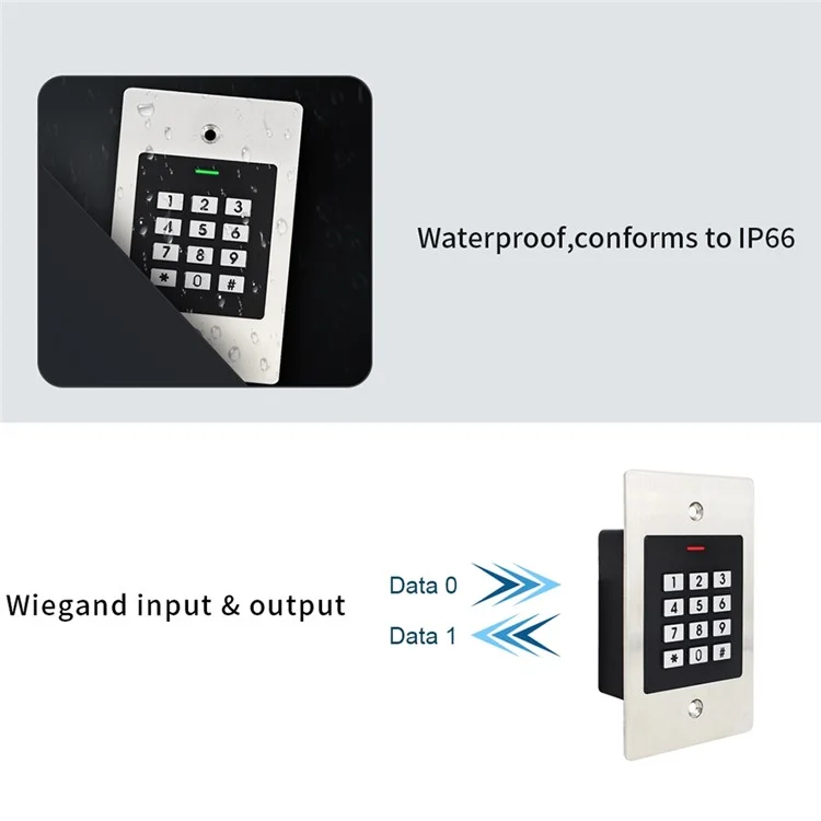 EK2 Wasserdichtes Zugangskontrollsystem für Türen, Metallpasswort-Tastatur, schlüsselloses Zugangssystem, Wiegand-Support für 1000 Benutzer