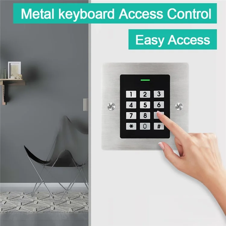 EK3 Teclado de control de acceso empotrado a prueba de agua WG26 Carcasa de metal para puerta de garaje/portón, Soporte 1000 usuarios 