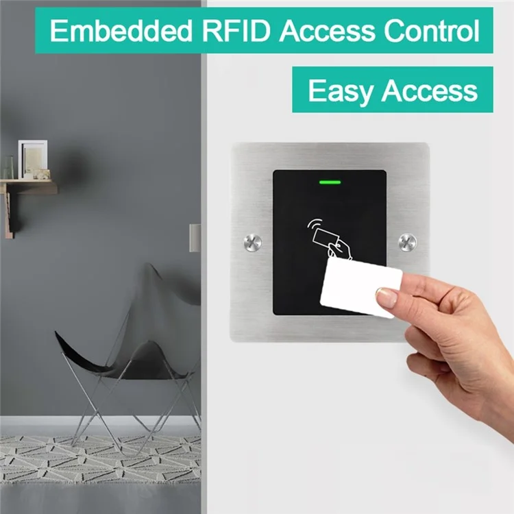 Lector de tarjetas RFID E3 Embedded Waterproof Wiegand 26-Bit, Sistema de control de acceso a puertas de metal compatible con 2000 usuarios