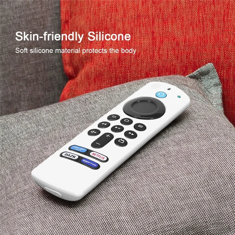GS0092 Silicone Case for Amazon 2021 ALEXA Voice Remote 3rd Gen Shockproof Case Protective Remote Cover - White