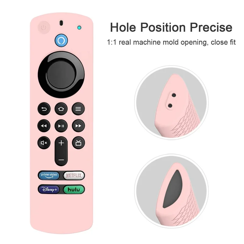 GS0092 Silicone Case for Amazon 2021 ALEXA Voice Remote 3rd Gen Shockproof Case Protective Remote Cover - Pink