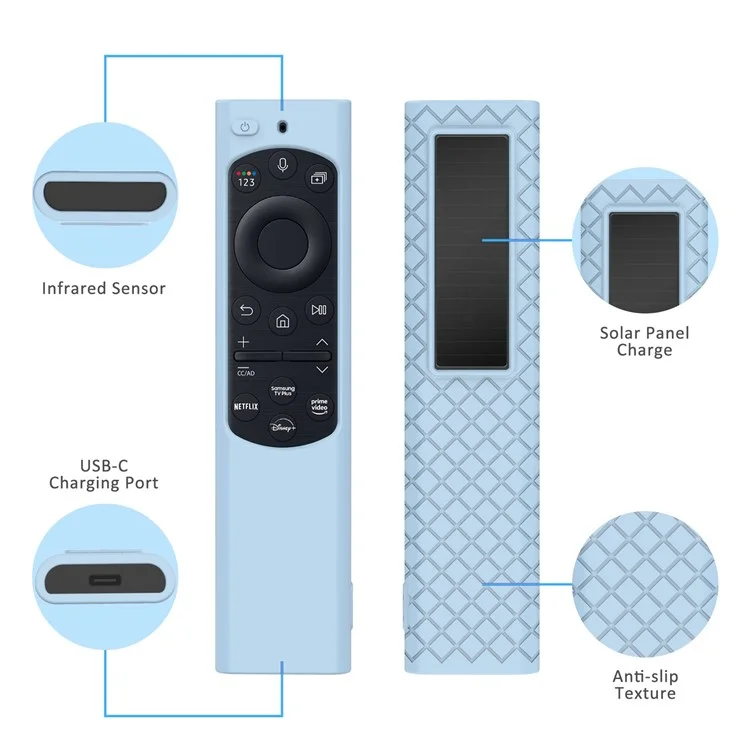SX001 für Samsung 2022 BN59 Smart TV Remote Stoßfeste Silikon-Schutzhülle mit Schlüsselband - Blau