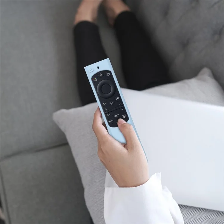 SX001 für Samsung 2022 BN59 Smart TV Remote Stoßfeste Silikon-Schutzhülle mit Schlüsselband - Blau
